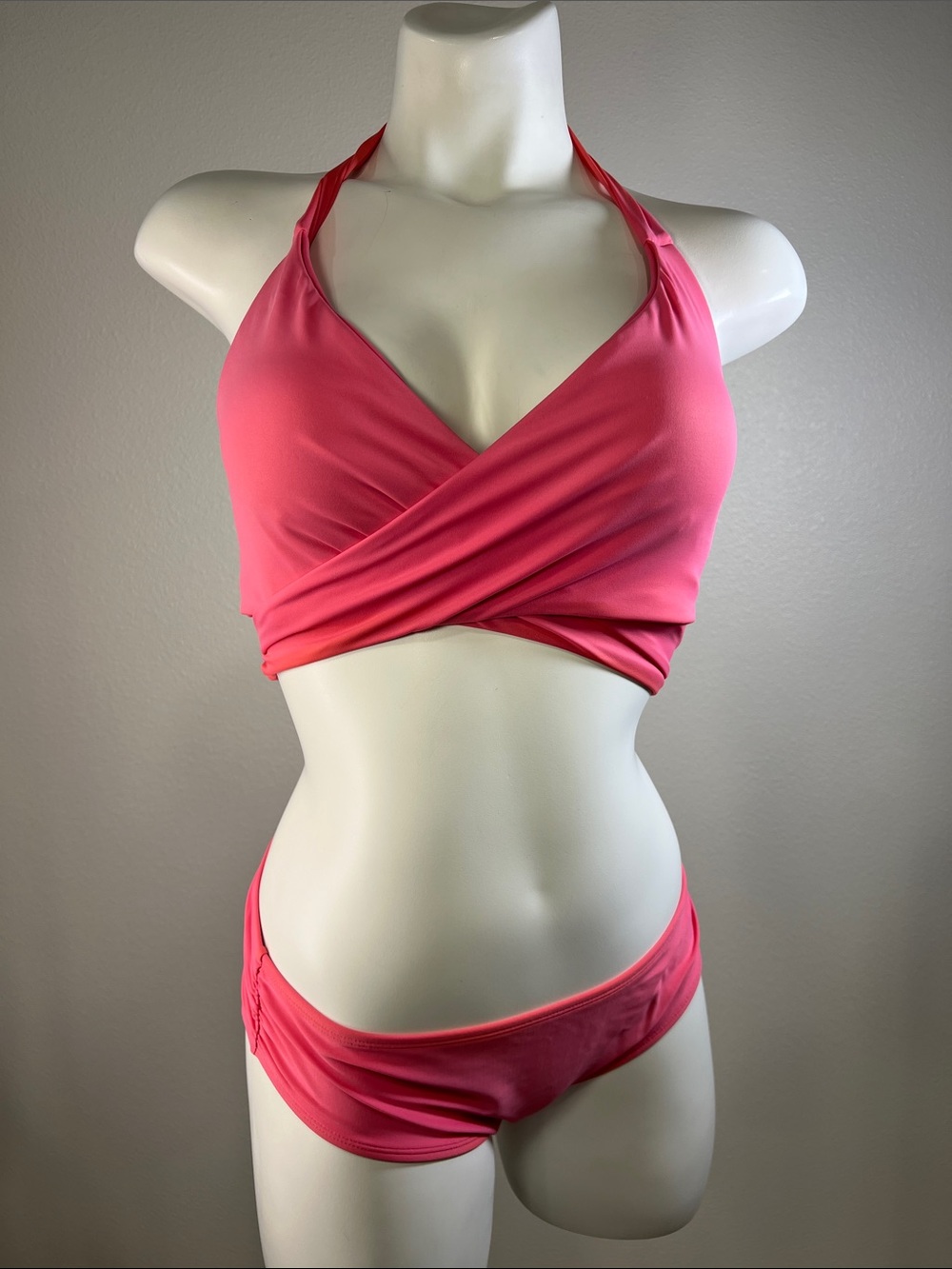 Athleta Pink Wrap Halter Bikini Set Small Bottom and 34B/C Top